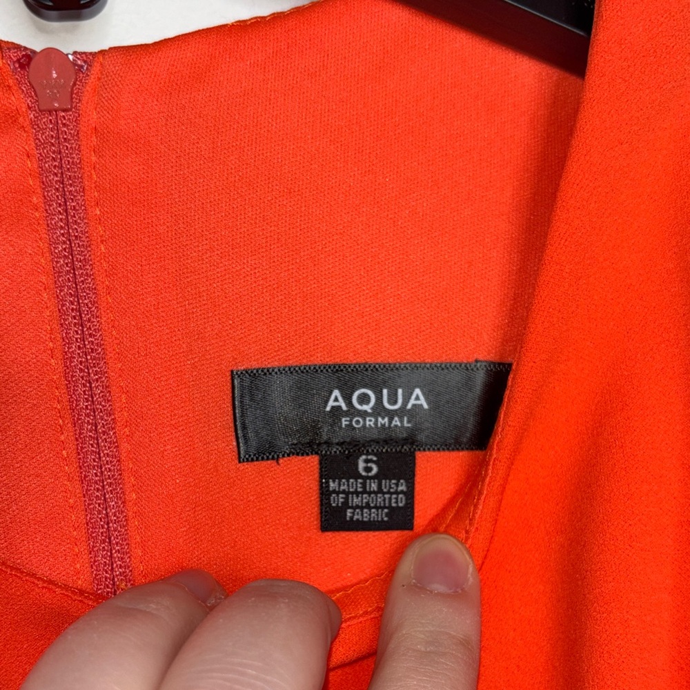 Aqua Vibrant Orange Ruched Midi Dress - Picture 2 of 8